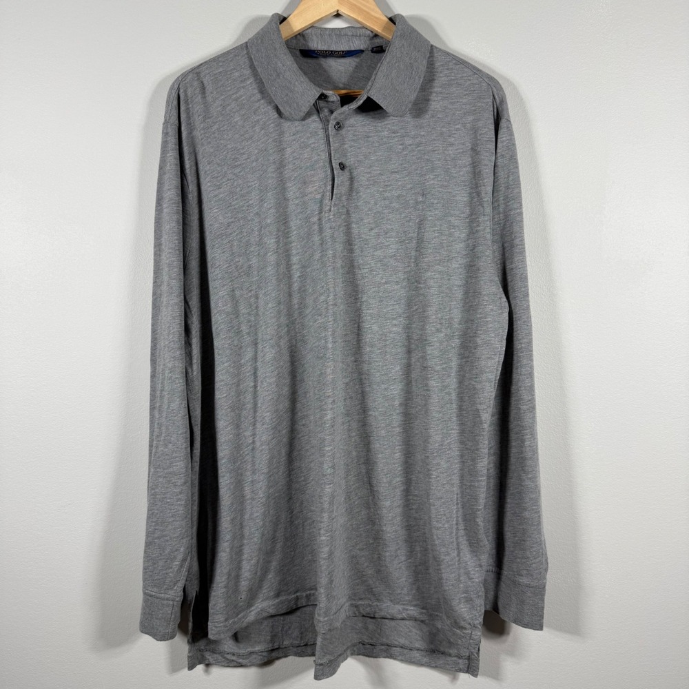 Polo Golf Ralph Lauren Merino Wool Silk Cashmere Long Sleeve Polo Gray XL